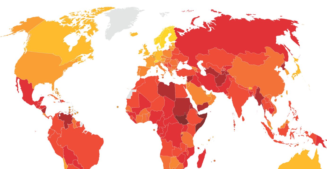 Map with CPI 2025 scores